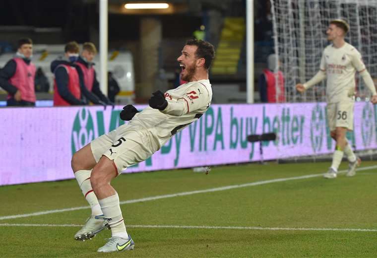 Alessandro Florenzi, del Milan, celebra su gol sobre Empoli. Foto: AFP
