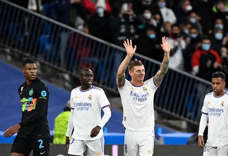 El festejo de Toni Kroos tras su gol al Inter. Foto: AFP