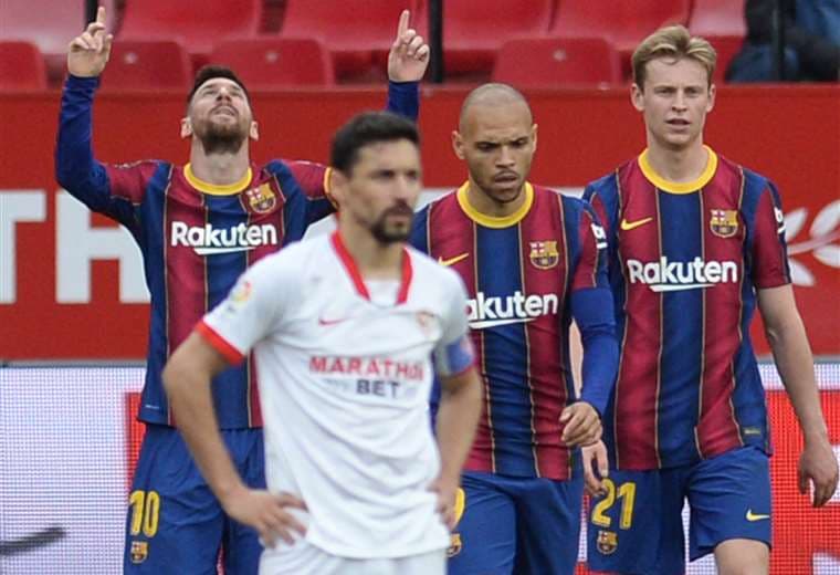 Messi marcó un gol este sábado ante Sevilla. Foto: AFP