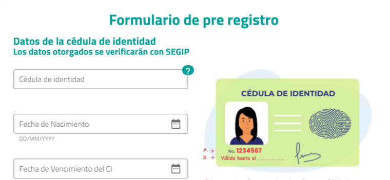 El formulario de pre registro I captura.