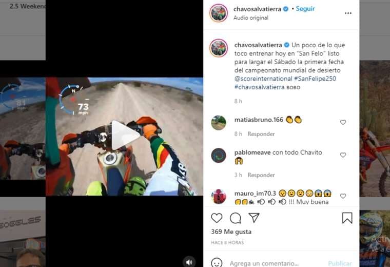 Captura de pantalla del video que Chavo publicó en Instagram
