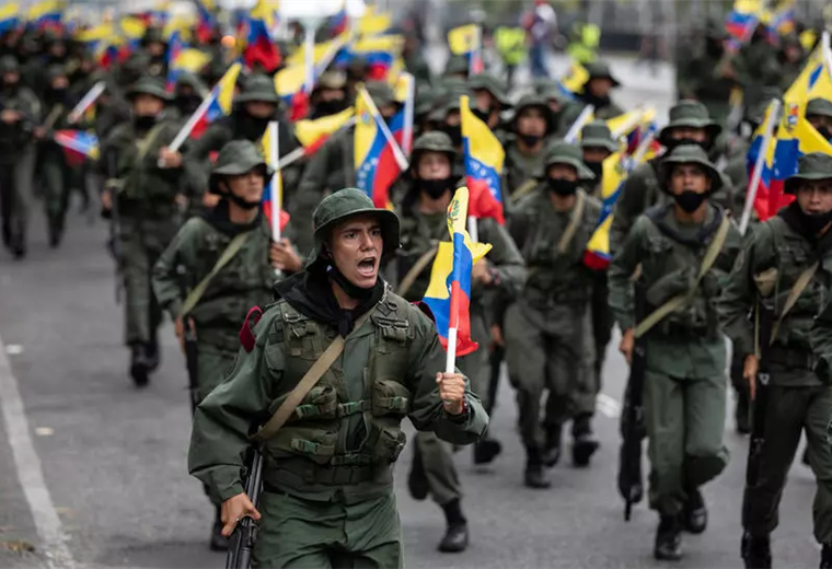 Soldados venezolanos en un ejercicio militar en marzo de 2021