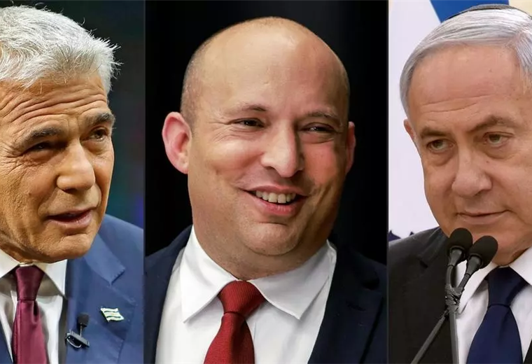 Yair Lapid (centrista), Naftali Bennett (derecha radical) y B.Netanyahu