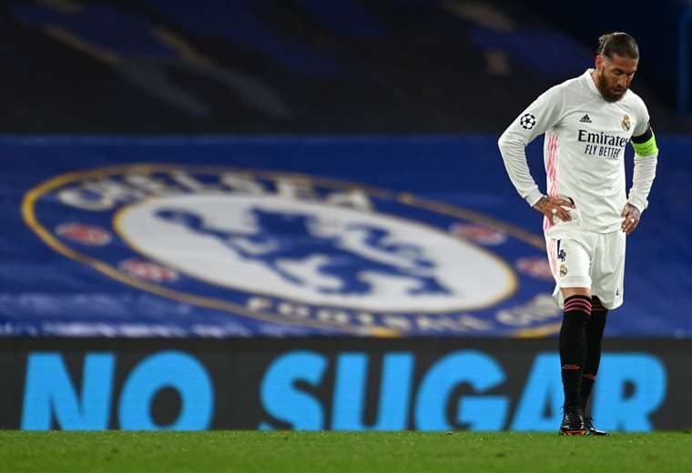 Sergio Ramos se lesionó en el partido ante Chelsea por la Champions. Foto: AFP