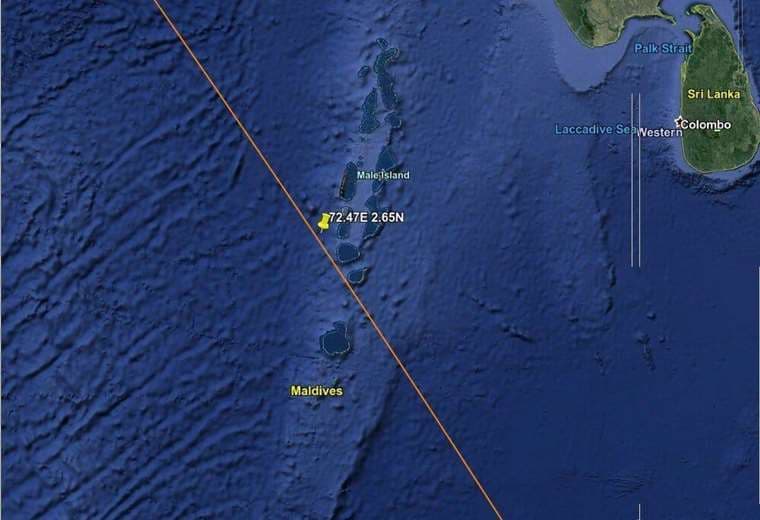 La zona impactada es cercana a las islas Maldivas.