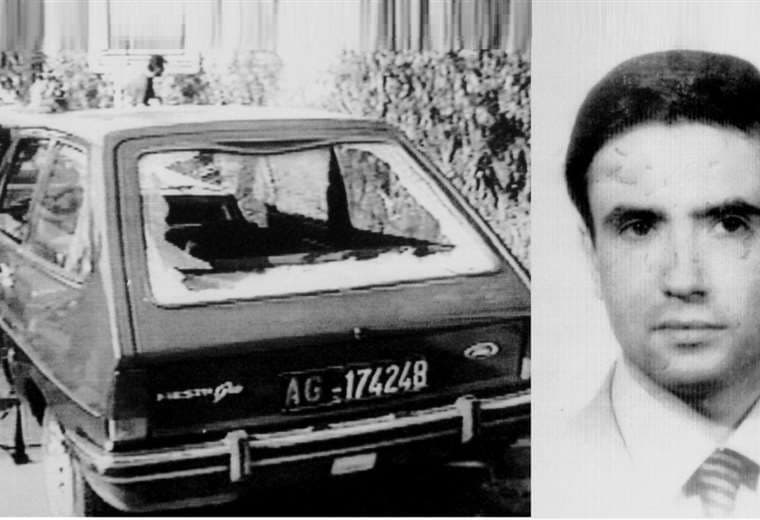 Juez Rosario Livatino y el vehículo en que fue asesinado en 1990