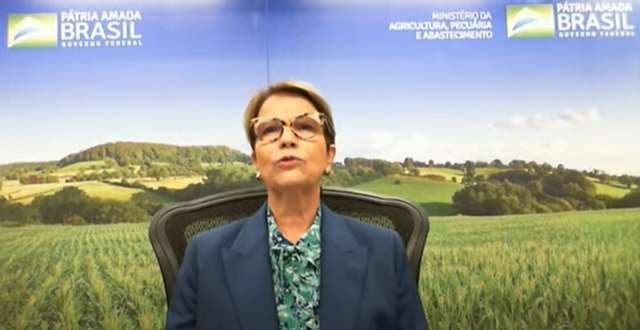La ministra de Agricultura de Brasil, Tereza Cristina Dias, durante una rueda de prensa 