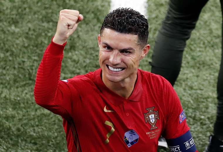 El festejo de Cristiano Ronaldo, que este miércoles marcó dos goles. Foto: AFP