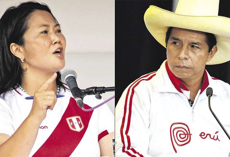 Fujimori y Castillo van por la presidencia de Perú. Foto. AFP
