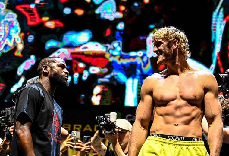 La promoción de la pelea entre Mayweather y Logan Paul. Foto: AFP