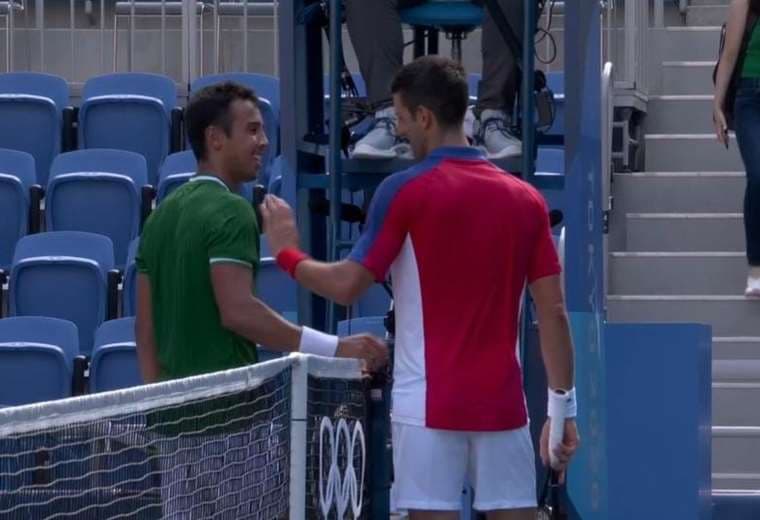 Hugo Dellien le expresó su admiración a Djokovic. Foto: Captura de pantalla