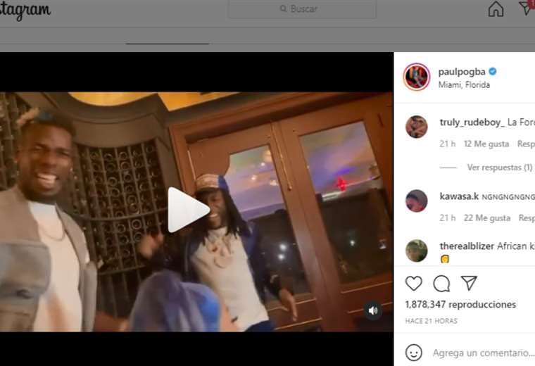 Captura de pantalla del video que publicó Pogba en Instagram