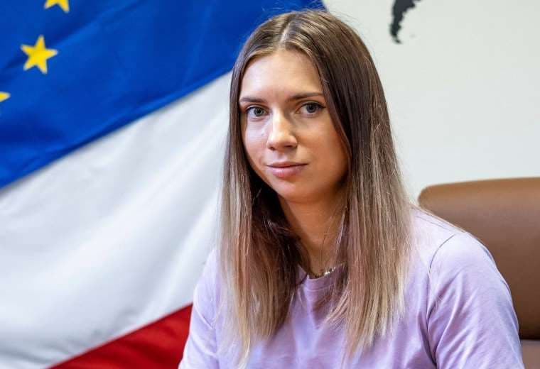 Krystsina Tsimanouskaya tiene asilo humanitario en Polonia. Foto: AFP