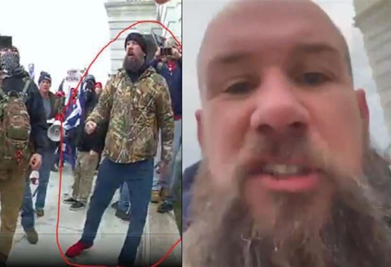 Scott Fairlamb en imágenes captadas en video durante el asalto al Capitolio