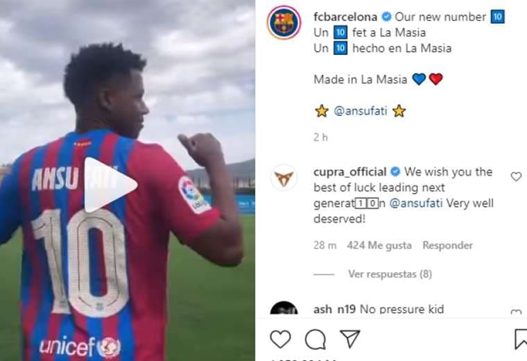 Captura de pantalla del video publicado por el Barcelona en Instagram