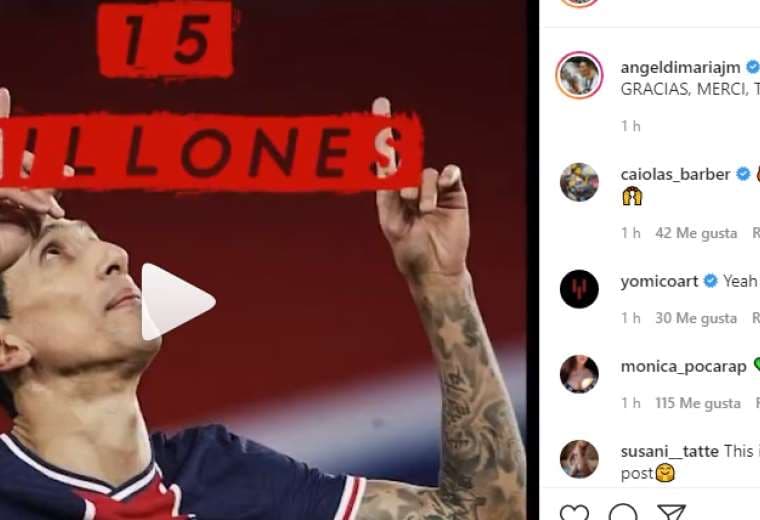 Captura de pantalla del video que publicó Di María en Instagram
