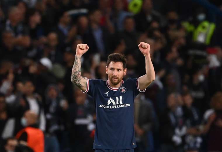 Messi celebra el gol que le marcó este martes al City. Foto: AFP