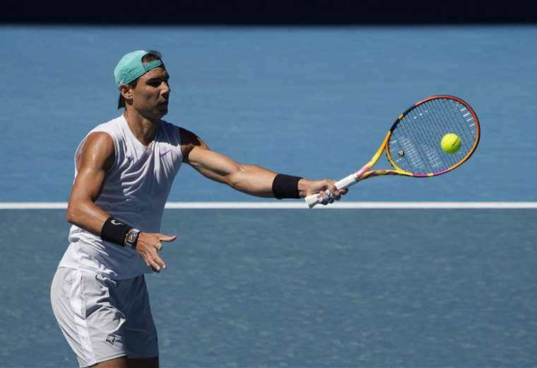 Rafael Nadal en uno de sus últimos ensayos en Melbourne. Foto. AFP