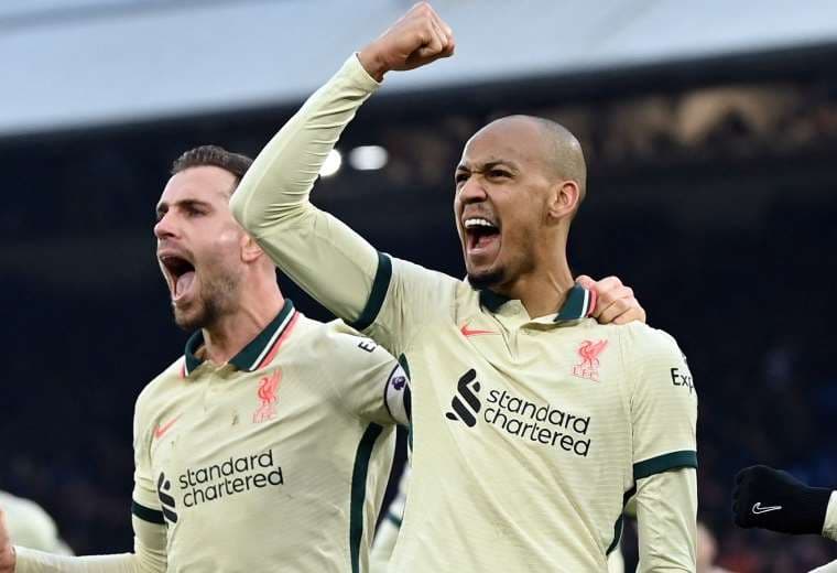 Fabinho marcó el último gol del Liverpool contra el Crystal Palace. Foto: AFP