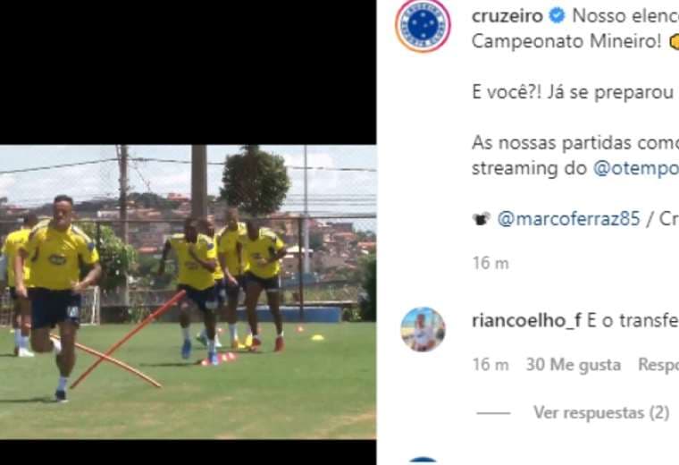 Captura de pantalla del video publicado por el Cruzeiro en Instagram