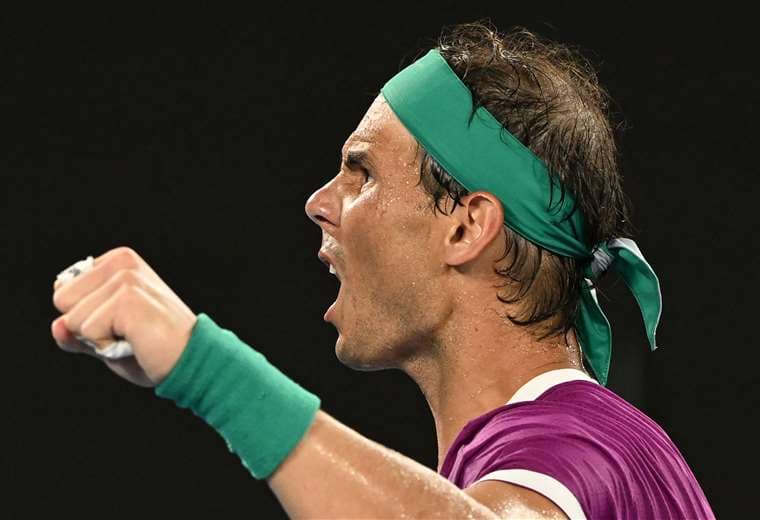 El festejo de Rafael Nadal, tras consagrarse campeón en Australia. Foto: AFP