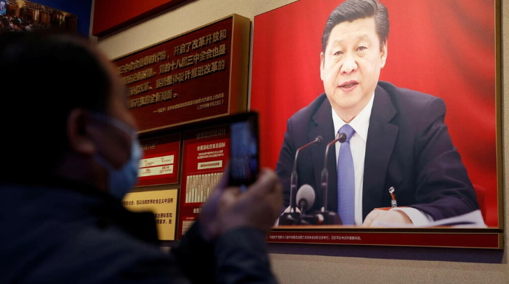 Retrato del presidente chino Xi Jinping expuesto en el Museo del Partido Comunista Chino e
