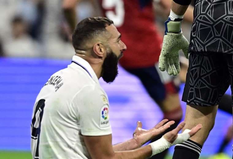 La bronca de Benzema, que no pudo anotar en este partido. Foto: AFP