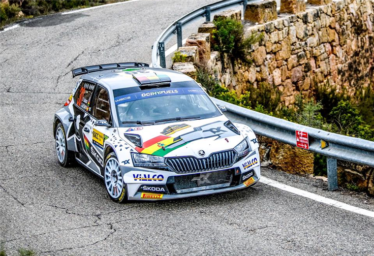 Bruno Bulacia en acción del WRC2 en Catalunya. RRSS