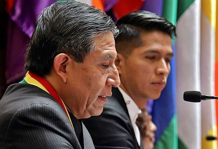 Choquehuanca durante la presentación del informe presidencial 2021