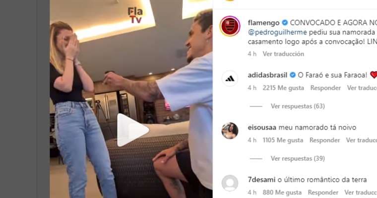Captura de pantalla del video publicado por Flamengo en Instagram