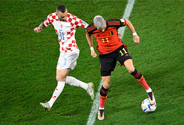 El partido entre croatas y belgas se juega en el estadio Ahmad bin Ali. Foto. AFP