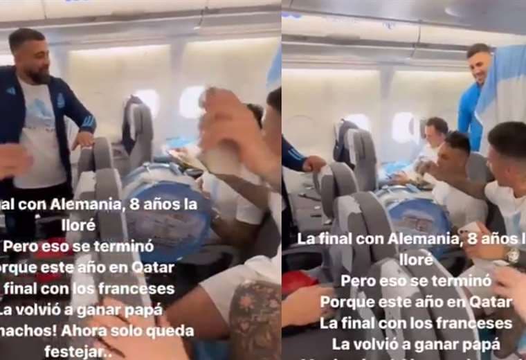 Jugadores de Argentina le cantaron a Diego Maradona en el vuelo de retorno.