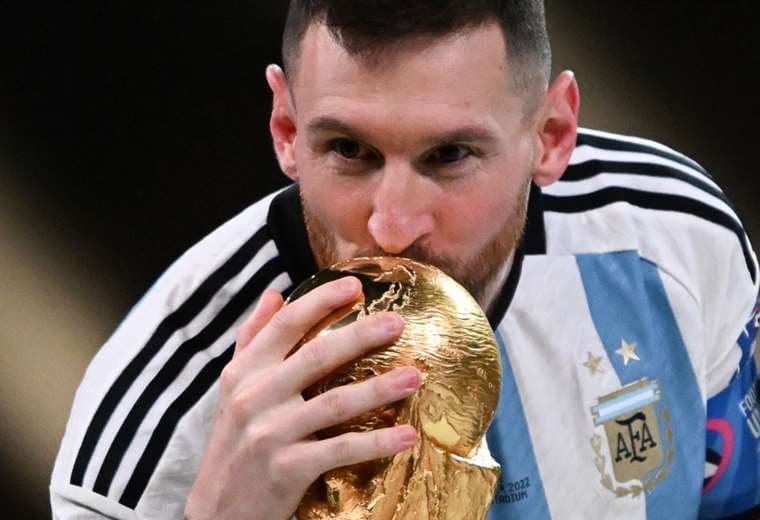 Lionel Messi tras ganar la Copa del Mundo. AFP