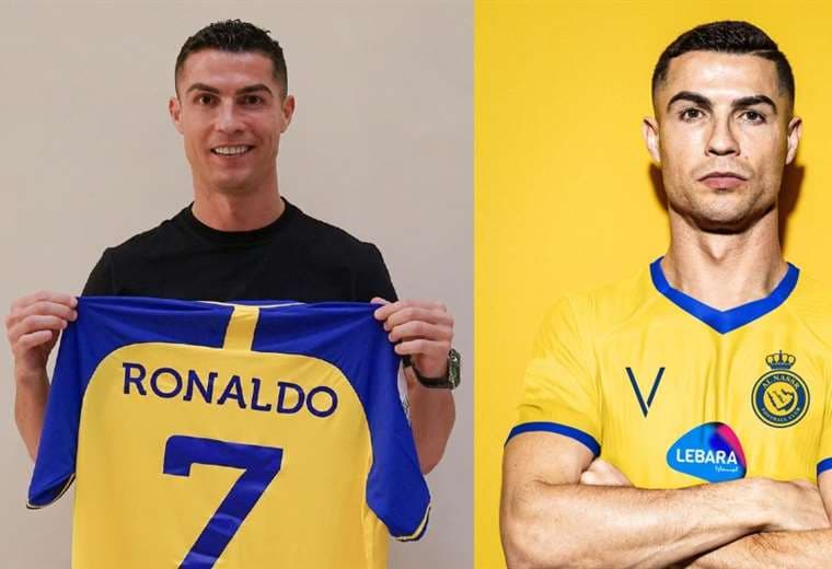 Ronaldo con su nueva camiseta de Al Nassr.