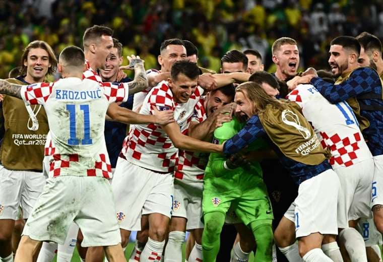 Festejo enloquecido de los jugadores de Croacia. Foto: AFP