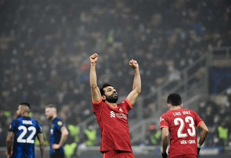 Salah celebra su gol  ante Inter. Foto: AFP