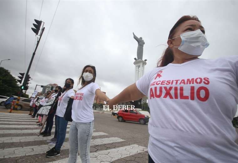 Protesta de pacientes con cáncer. Foto: Jorge Ibañez