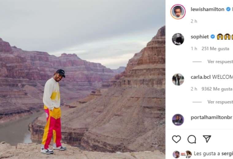 Captura de pantalla de la publicación hecha por Hamilton en Instagram