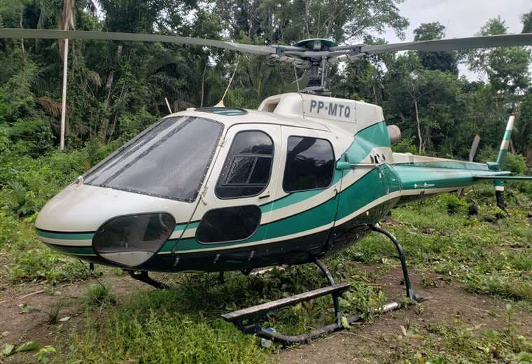 Uno de los helicópteros encontrados en el sector I Fiscalía.