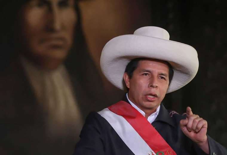 El presidente peruano Pedro Castillo durante un mensaje a su nación/ Foto: AFP