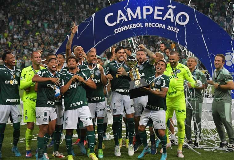 Palmeiras celebra el título que logró este miércoles. Foto: AFP