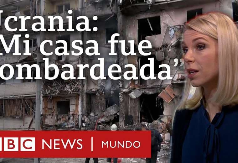 El momento en que una periodista ucraniana de la BBC reconoce su edificio en ruinas en Kie