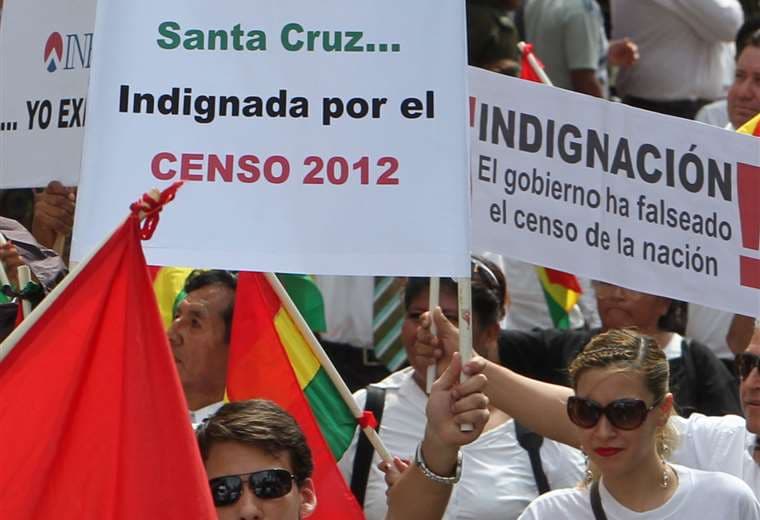 Cruceños protestaron en agosto de 2013 por los resultados del censo.