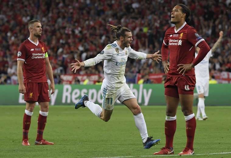 Festeja Gareth Bale cuando Real Madrid venció al Liverpool en 2018. Foto: AFP
