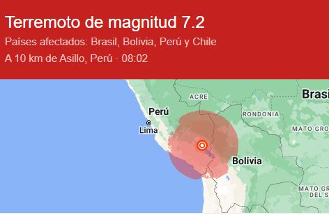 Terremoto en Puno afecta a Bolivia