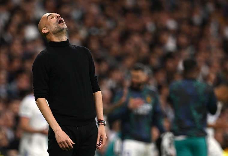 El lamento de Guardiola en el Santiago Bernabeu. Foto. AFP