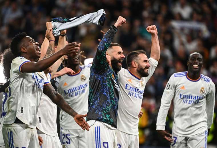El festejo de los jugadores del Madrid tras lograr el pase a la final. Foto AFP