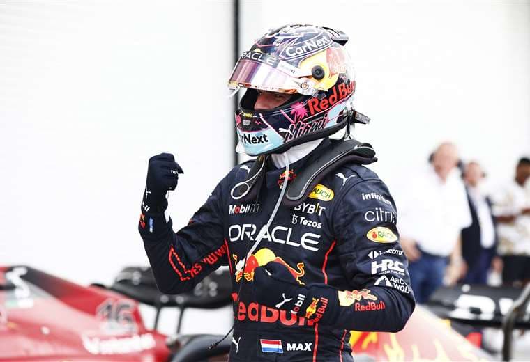 Max Verstappen celebra su triunfo en el GP de Miami. Foto: AFP