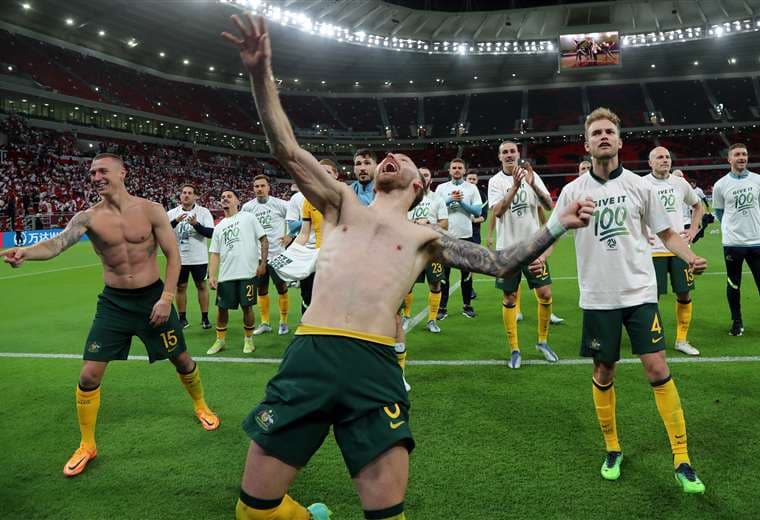 El festejo de los jugadores de la selección australiana. Foto: AFP