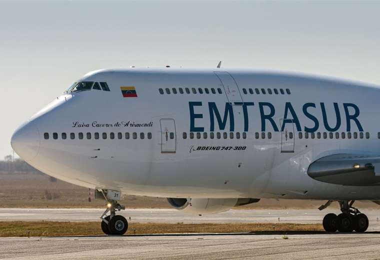 El avión de Emtrasur con bandera venezolana/Foto: AFP